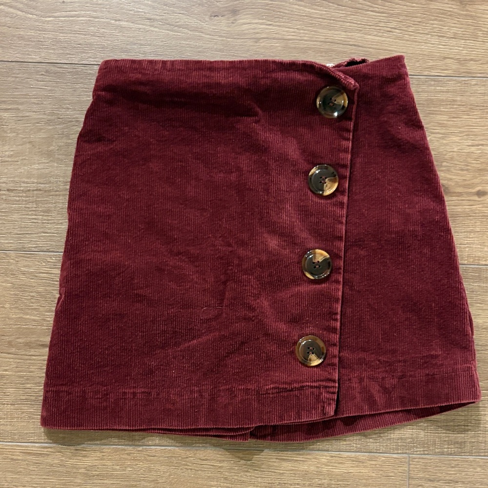 Altar'd State Burgundy Corduroy A-Line Skirt